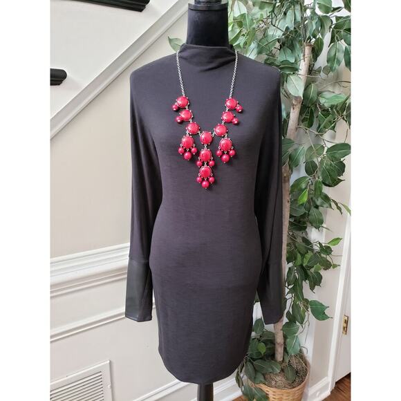 Express Sweater Dress Womens Small Black Stretch Long Sleeve Turtleneck Pullover - Picture 2 of 12